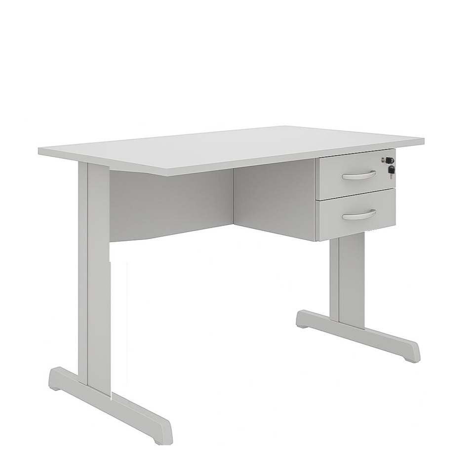 Mesa escritório 1,20×0,60 com gavetas – cor CINZA -1403