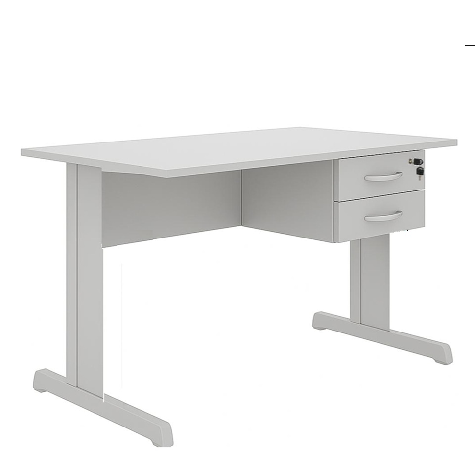 Mesa escritório 1,50×0,60 com gavetas – cor CINZA – 1405
