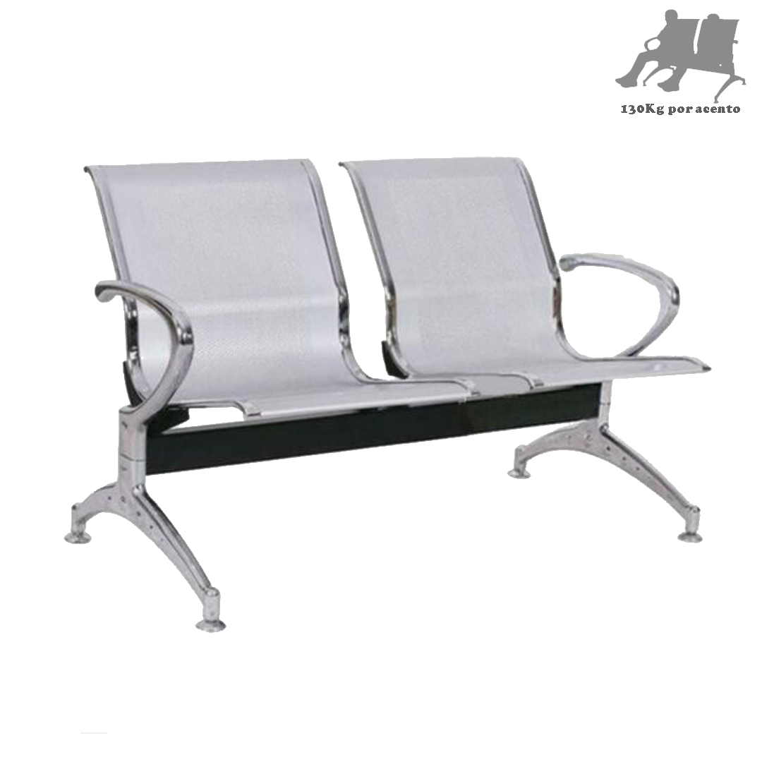 Longarina Aeroporto com 02 Lugares – Cor Cromada – 5040