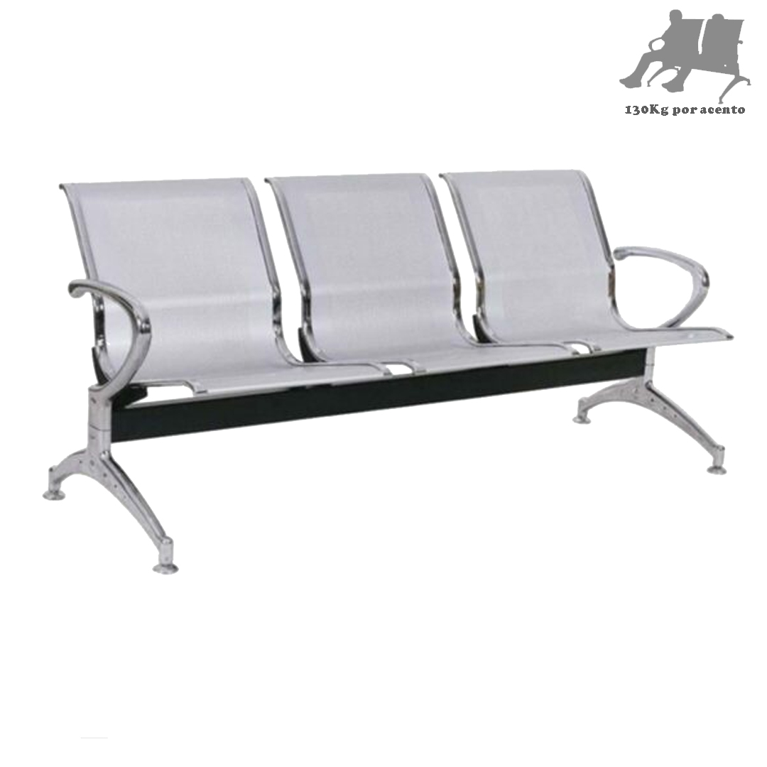 Longarina aeroporto com 03 Lugares – Cor Cromada – 5041