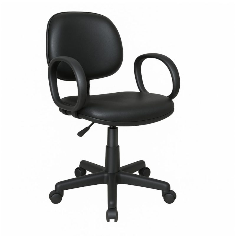 Cadeira de Escritório Lisa Giratória com Braços Corsa – Cor Preta – Móveis Supremo – 2103