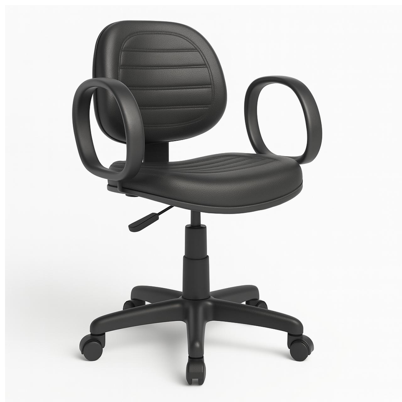 Cadeira Executiva Costurada Giratória com Braços Corsa – Cor Preta – Móveis Supremo – 2106