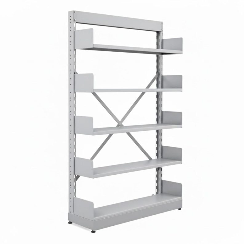 Estante Biblioteca de Parede cor Cinza 06 Bandejas chapa 24/18 – 1,98×0,92×0,30m – 3012
