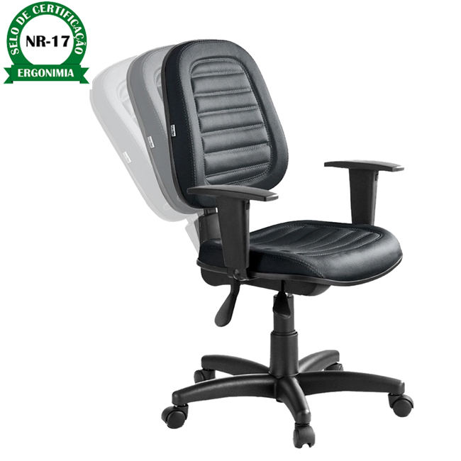 Cadeira Diretorzinha Back System Costurada com Braços Reguláveis – Cor Preta – Móveis Supremo – 2111