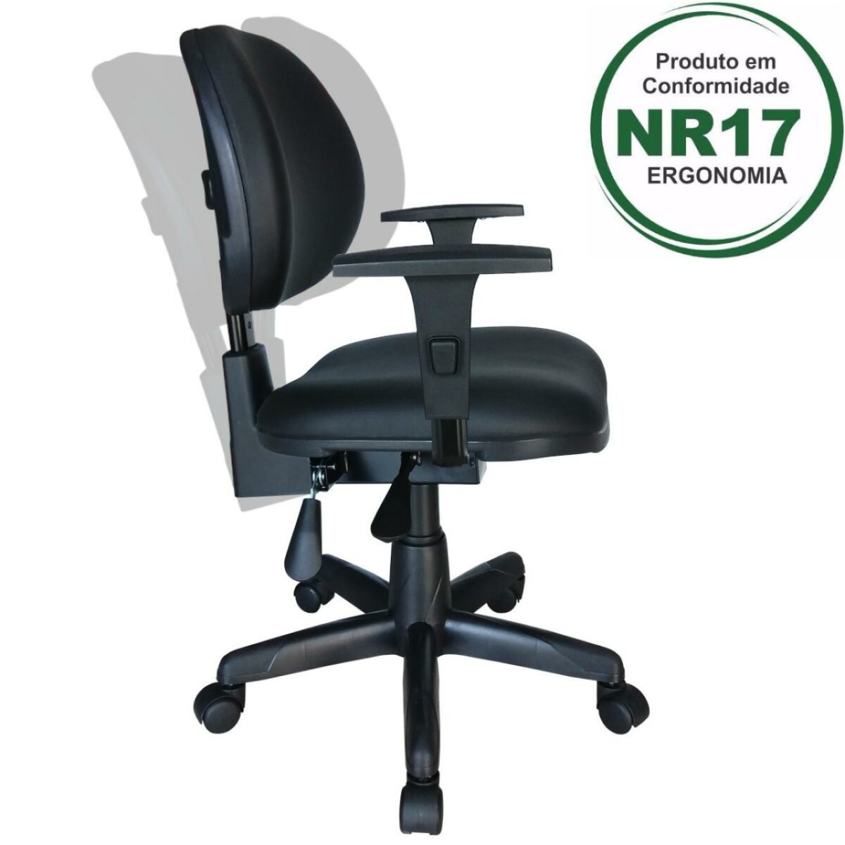 Cadeira Executiva Back System Lisa c/ Braços Reguláveis – Cor Preta – Móveis Supremo – 2104