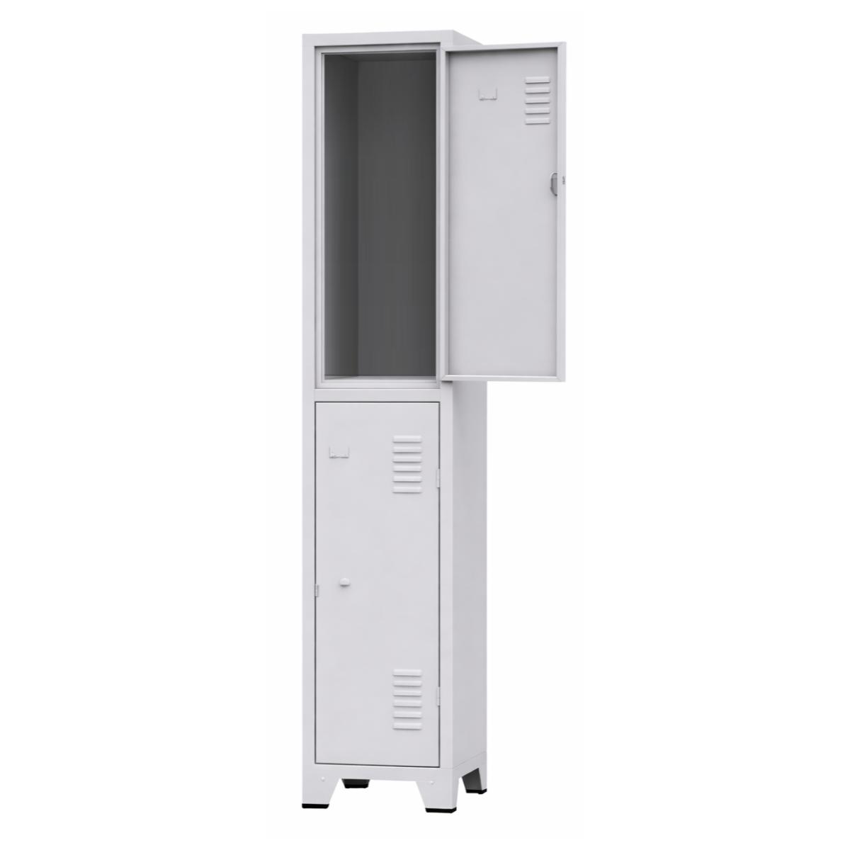 Roupeiro de Aço Cinza com 02 Portas Grandes Pés em Aço -3206