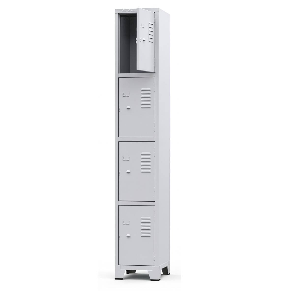 Roupeiro de Aço Cinza com 04 Portas Pés em Aço –3201