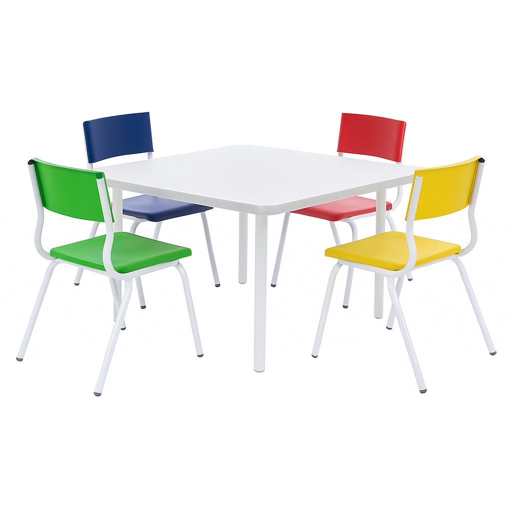 Conjunto escolar para edução infantil – 04 Cadeiras Color e 1 mesa 6 a 9 Anos – 4179