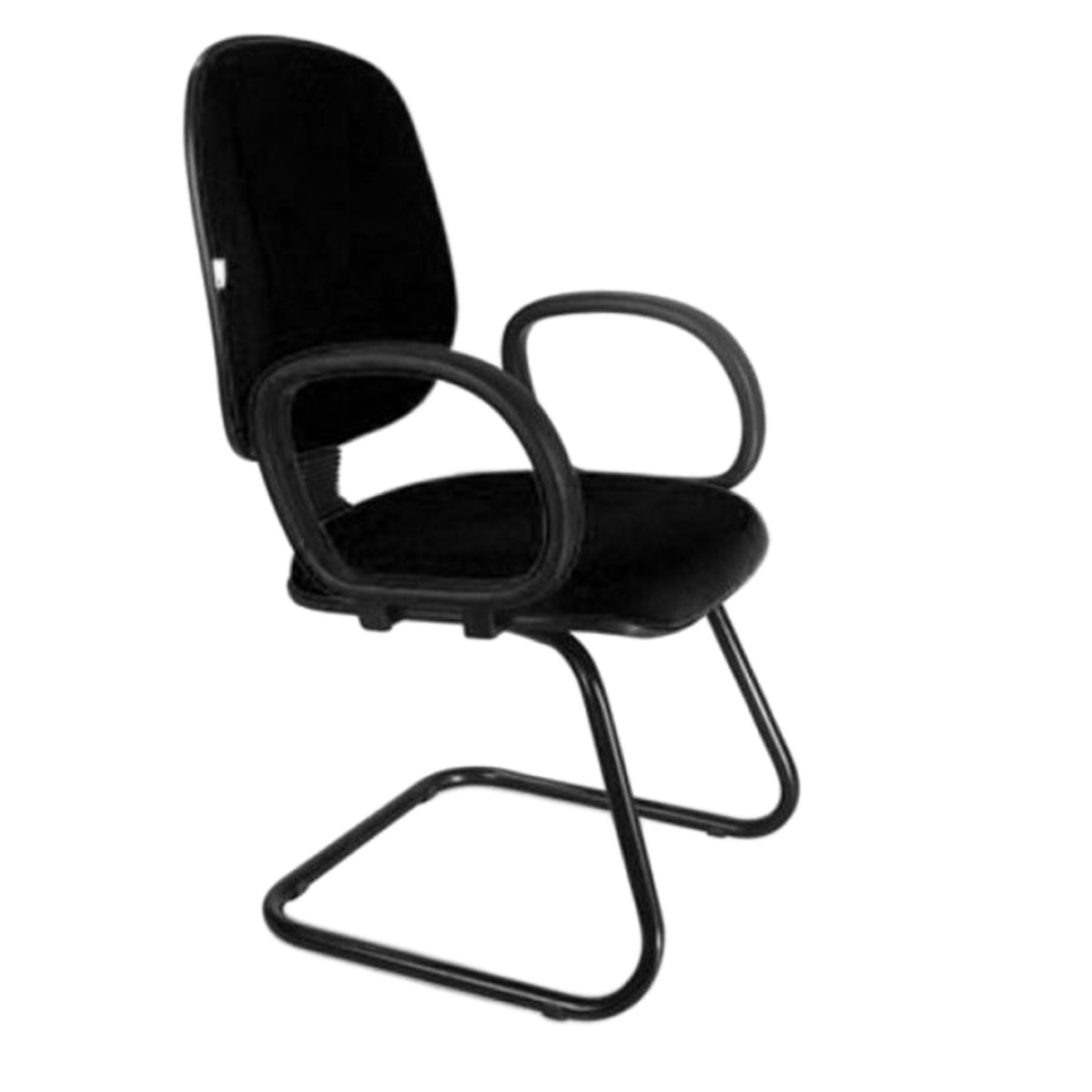 Cadeira Interlocutor Diretor Lisa Base em “S” Preta – Corino Preto – Móveis Supremo – 9917
