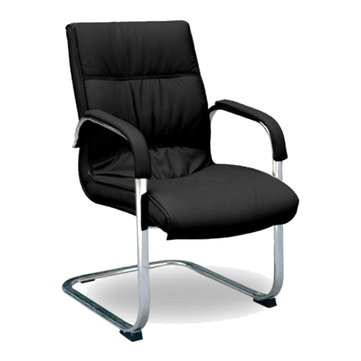 Cadeira Escritório Interlocutor LUXO FIXA Cromada – Cor Preta – 9924