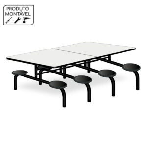 Mesa para Refeitório Fixa 8 Lugares MDP Branco de 18 mm – 6002