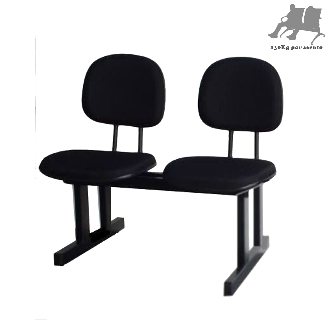 Longarina para Recepção SECRETÁRIA 02 Lugares – Cor PRETA – MÓVEIS SUPREMO – 5010