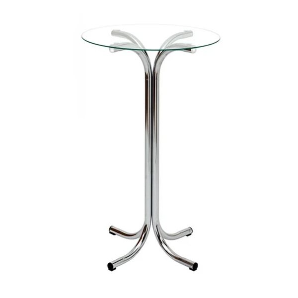 Mesa Bistrô Redonda Cromada e Tampo de Vidro – 7001