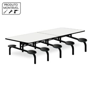Mesa para Refeitório Fixa 10 Lugares  MDF BRANCO DE 25 MM – 6003