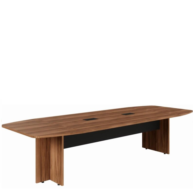 Mesa de Reunião Diretoria Semi-Oval 3,20×1,20m– NOGAL SEVILHA / PRETO –1716