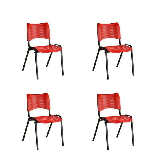 Kit 4 Cadeiras Plásticas 04 pés Empilhável Vermelho – 2014