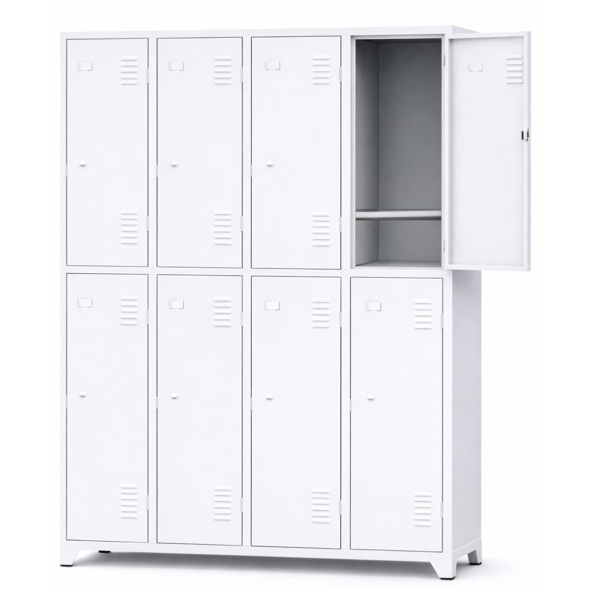 Roupeiro de Aço cinza com 08 portas grandes c/ divisória Pés em Aço – 3213