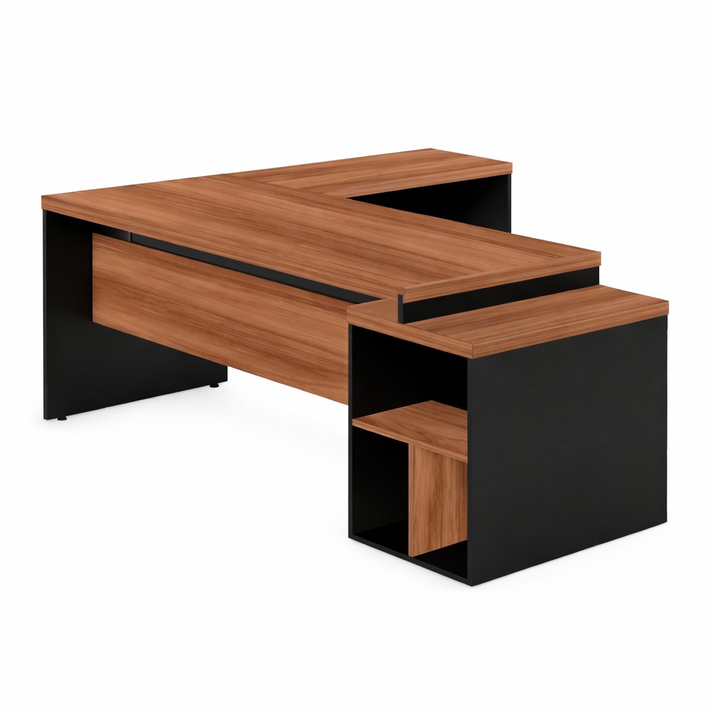 Mesa pedestal com “L” – 1,92×1,60m – sevilha / preto – 1916