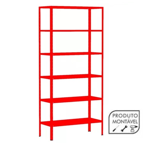 Estante de Aço Vermelha176x92x30 6 bandejas chapa 26 – 3017