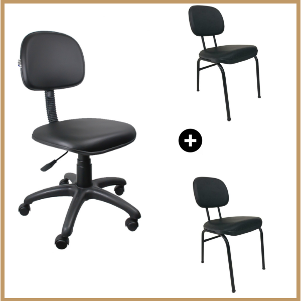 Conjunto de Cadeiras Secretária Courino Preto – 2901