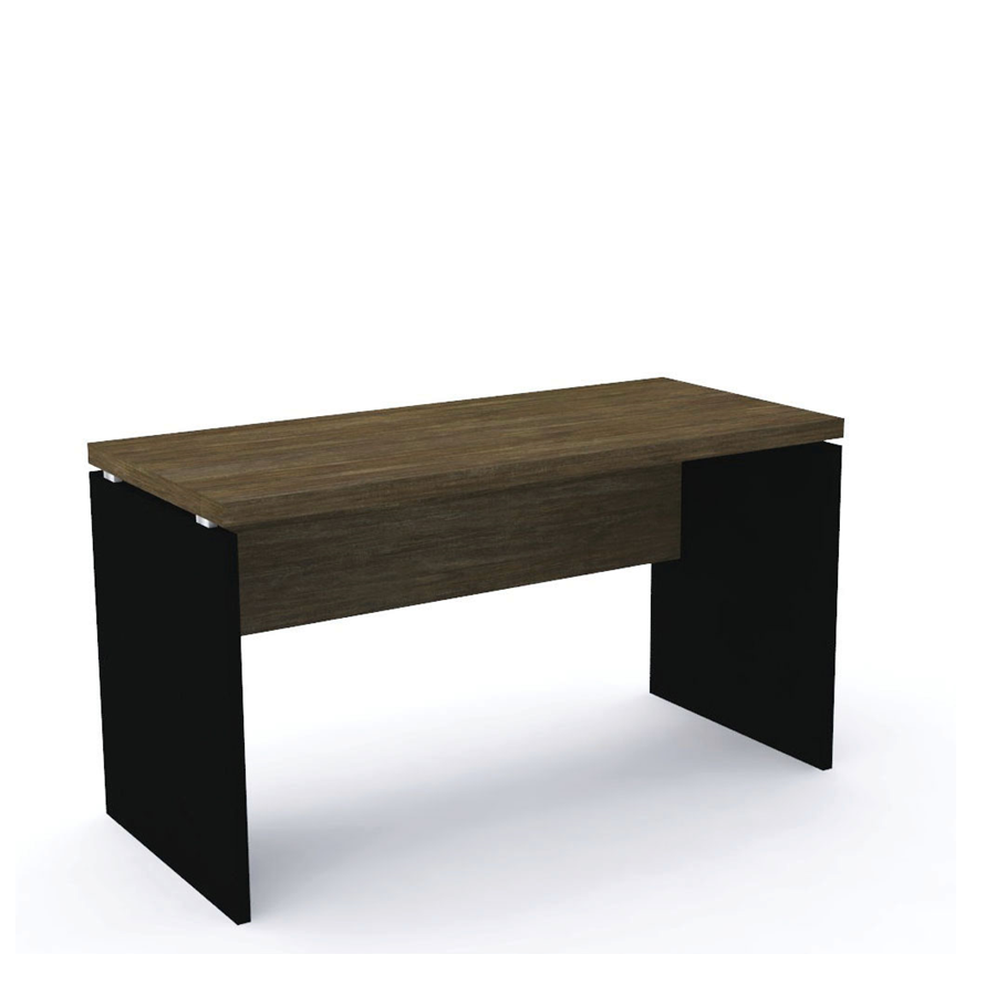Mesa reta pé painel 1,20×0,60 s/gavetas cor Embuia Terra/Preto – Pandin – 1302