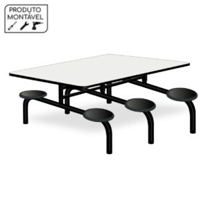 Mesa para Refeitório Fixa 06 Lugares MDP BRANCO DE 18 MM – 6001