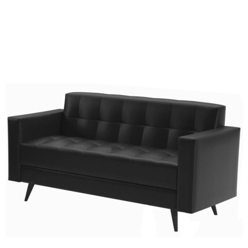 Sofá para Escritório 03 Lugares – Corino – Cor Preto – 5121