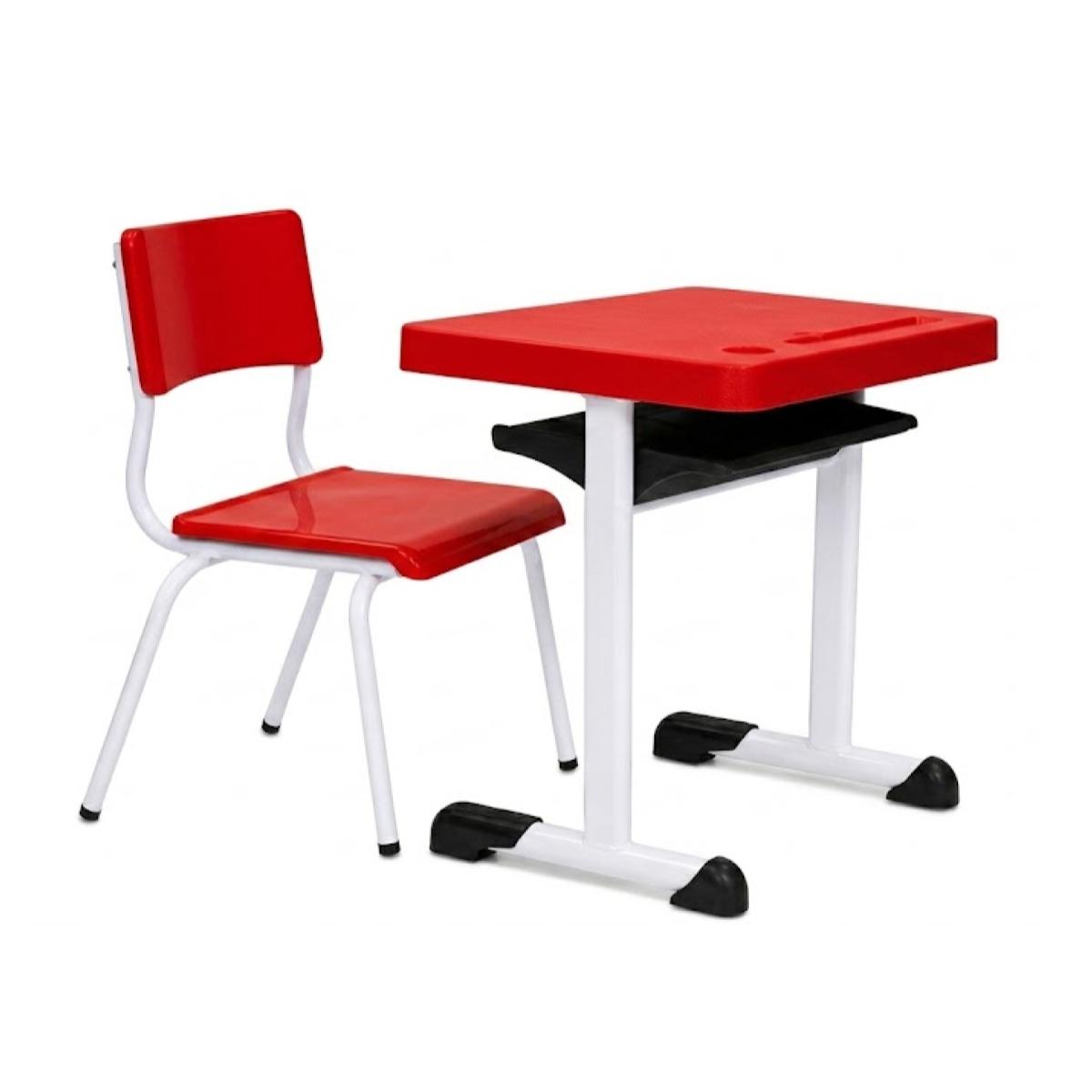 Conjunto Escolar Individual – (Mesa e Cadeira) – JUVENIL 06 a 09 Anos – Cor Vermelho – 4116