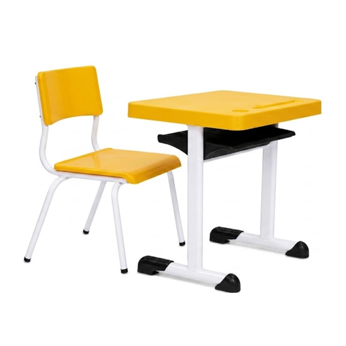 Kit Escolar Individual (Mesa e Cadeira) – INFANTIL 03 a 06 Anos – Cor Amarelo – 4103
