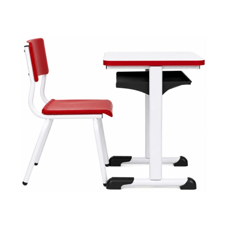 Conjunto Escolar Individual – (Mesa e Cadeira) – INFANTIL – MDF – Cor Vermelho – 4107