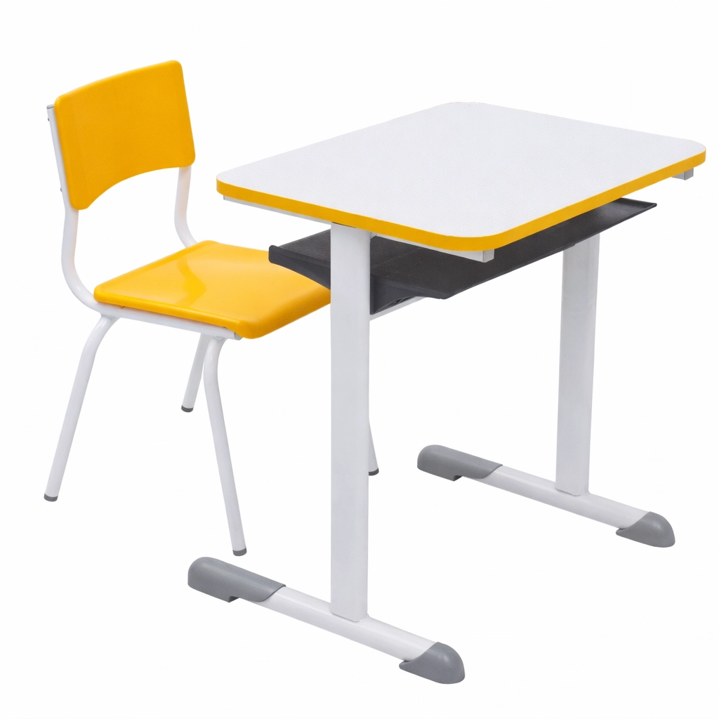 Conjunto Escolar Individual – Maternal 01 a 03 Anos – Cor Amarelo (Tampo em MDF) – Supremo – 4307