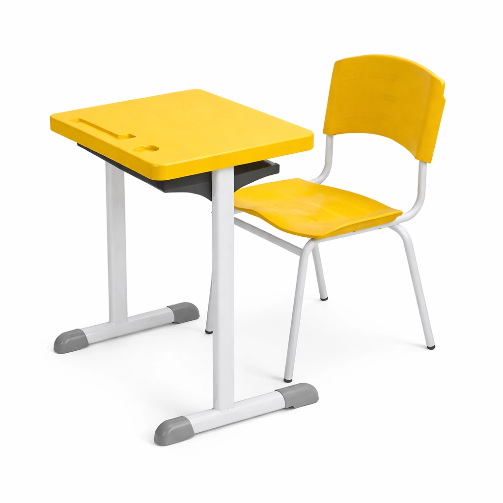 Conjunto Escolar Adulto (Mesa e Cadeira) Cor AMARELO 4131