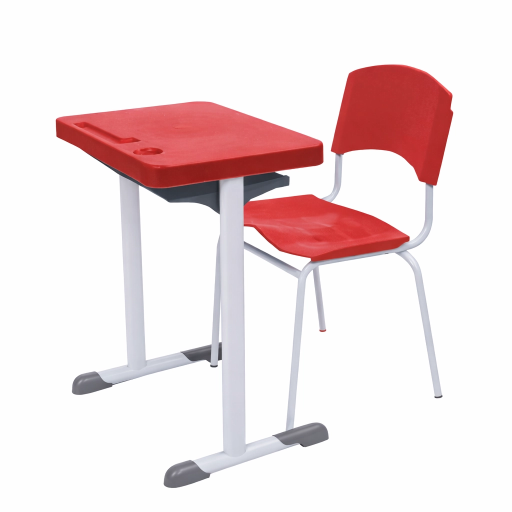 Conjunto Escolar Adulto (Mesa e Cadeira) Cor Vermelho – 4133