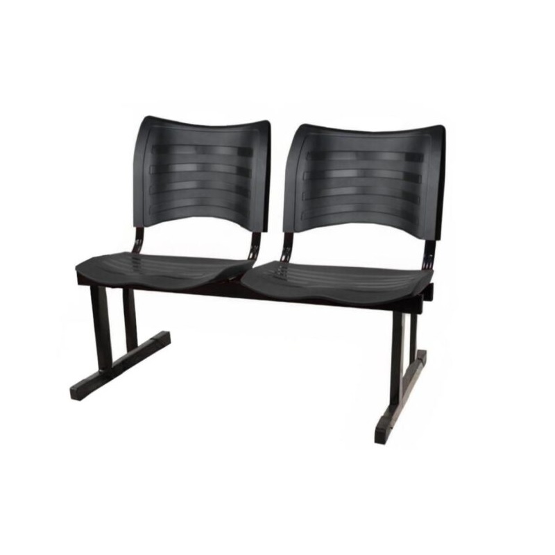 Cadeira Longarina PLÁSTICA 02 Lugares – Cor Preto – MRPLAST – 5060