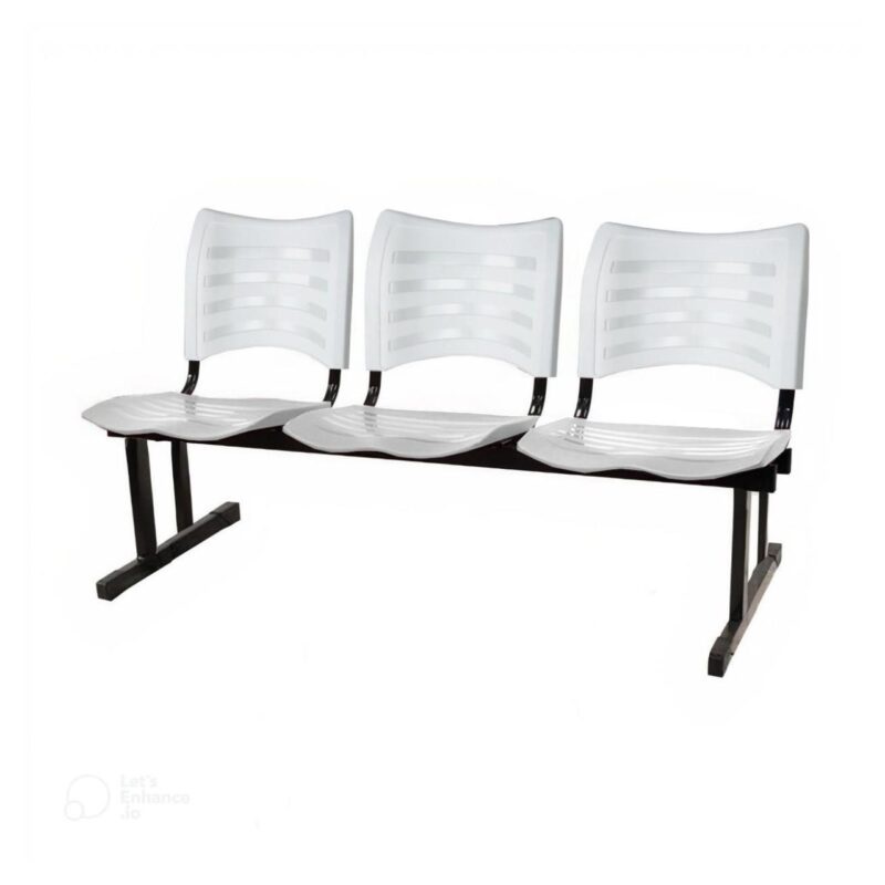 Cadeira Longarina PLÁSTICA 03 Lugares – Cor Branco – MRPLAST – 5070