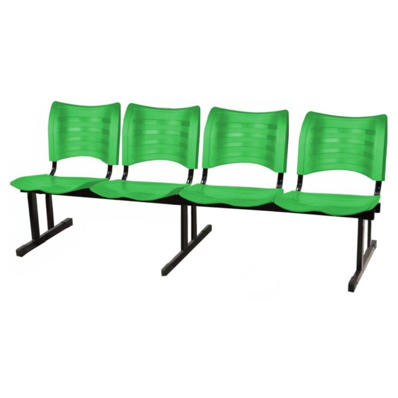 Cadeira Longarina Plástica 04 Lugares – Cor Verde – MRPLAST – 5080