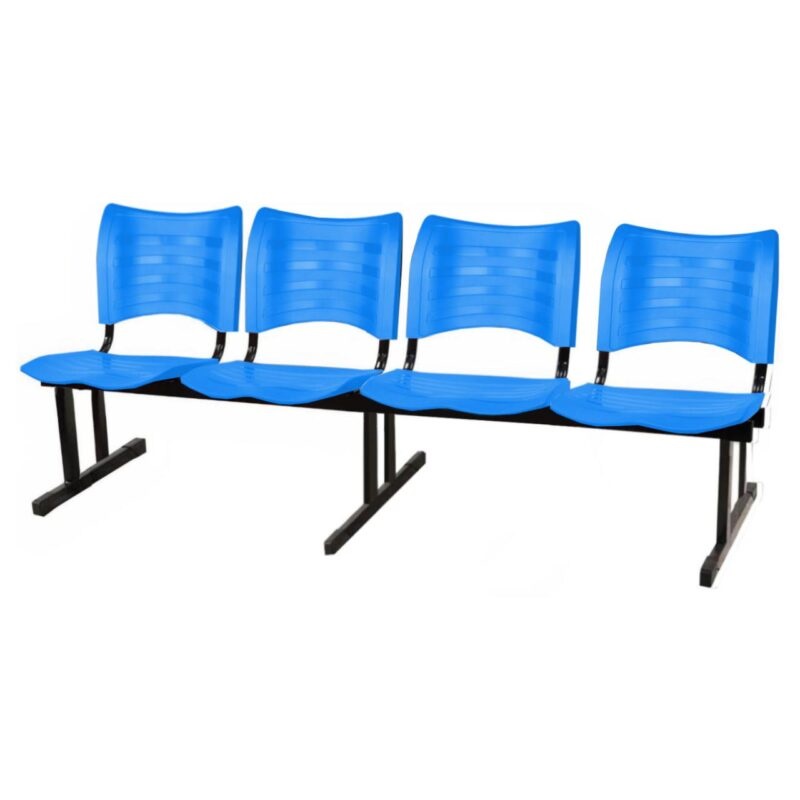 Cadeira Longarina Plástica 04 Lugares – Cor Azul – MRPLAST – 5075
