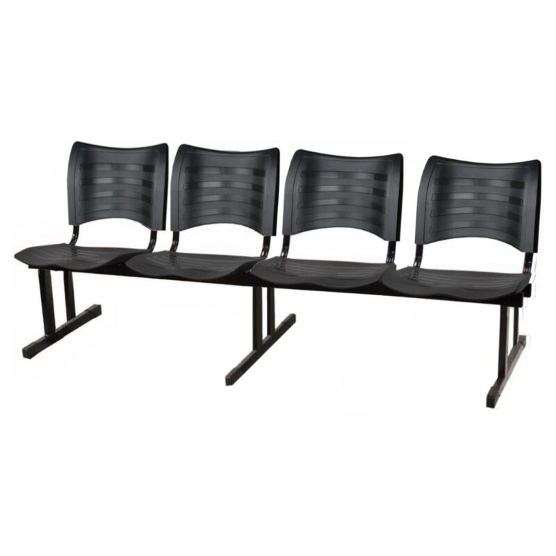 Cadeira Longarina Plástica 04 Lugares – Cor PRETO – MRPLAST – 5074