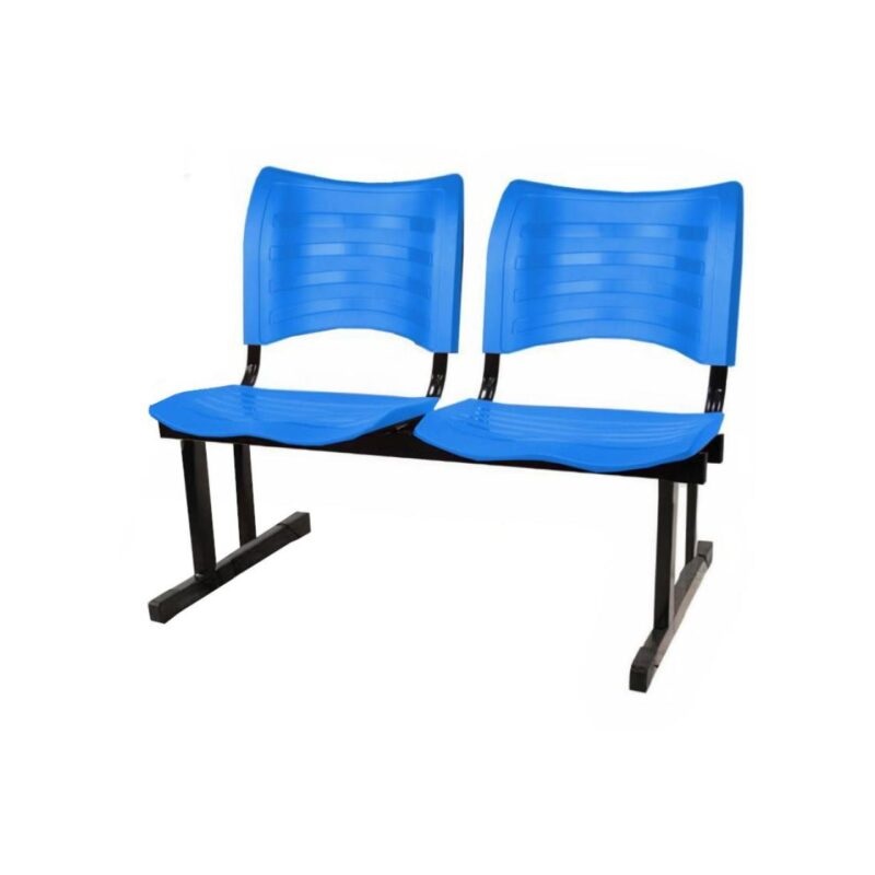 Cadeira Longarina PLÁSTICA 02 Lugares – Cor Azul – MRPLAST – 5061