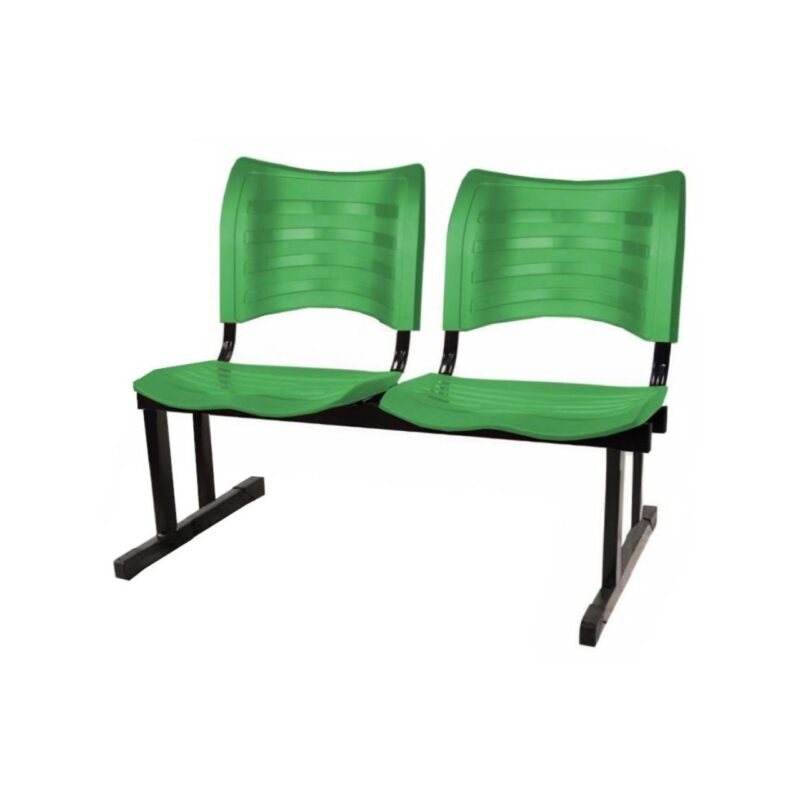 Cadeira Longarina PLÁSTICA 02 Lugares – Cor Verde – MRPLAST – 5066