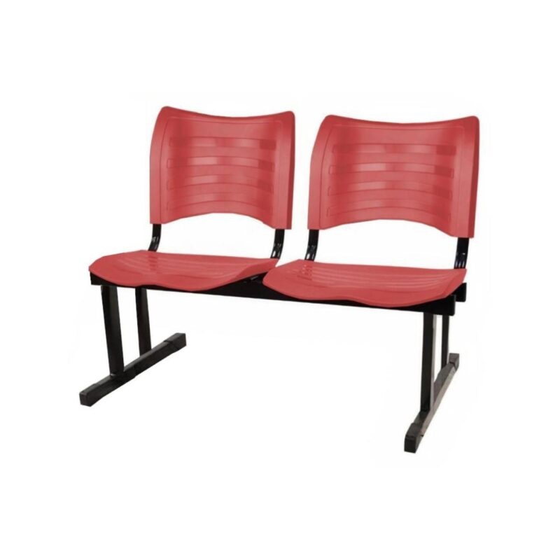 Cadeira Longarina PLÁSTICA 02 Lugares – Cor Vermelho – MRPLAST – 5062