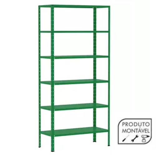 Estante de Aço Verde 176x92x30 6 bandejas chapa 26 – 3021