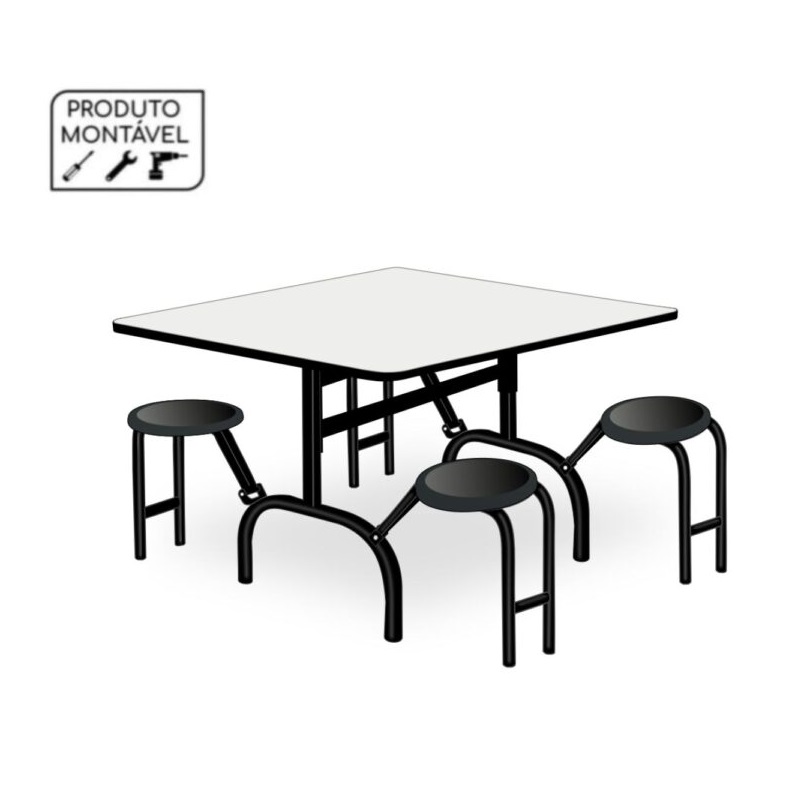 Mesa para Refeitório ESCAMOTEÁVEL 04 Lugares – MDP BRANCO DE 18 MM – 6008