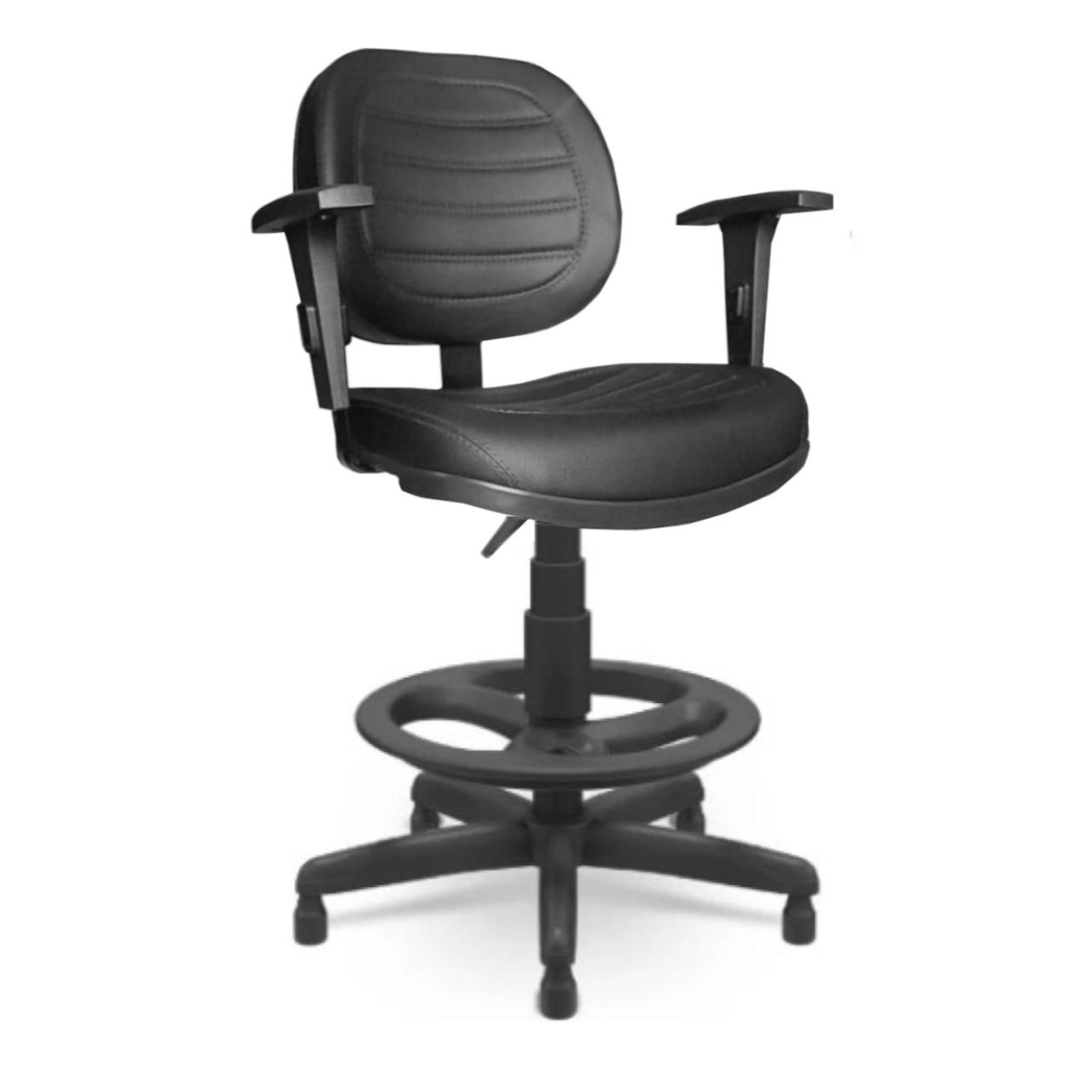 Cadeira Caixa Executiva Costurada C/ Braços Reguláveis (Aranha PLAXMETAL) – Cor Preto – 2514