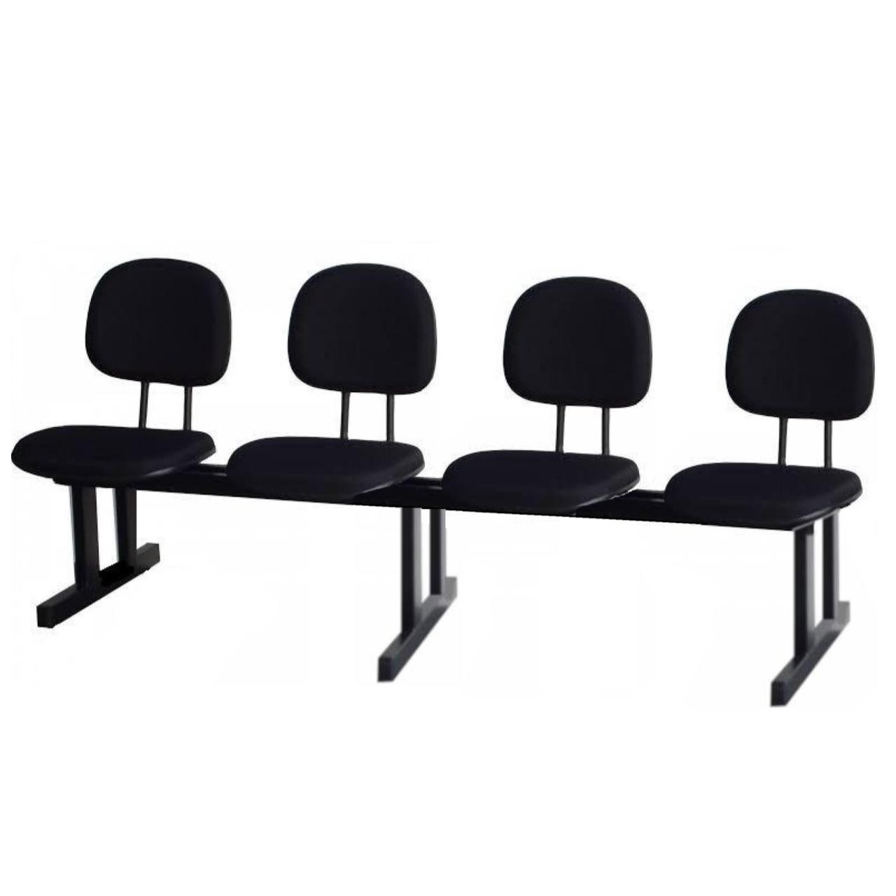Longarina para Recepção SECRETÁRIA 04 Lugares – Corino PRETO – 5012