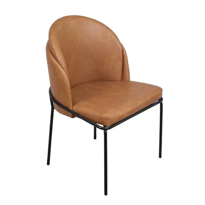 Cadeira Denali alcochoada revestida no corino base em aço reforçado – Cor caramelo – 7204