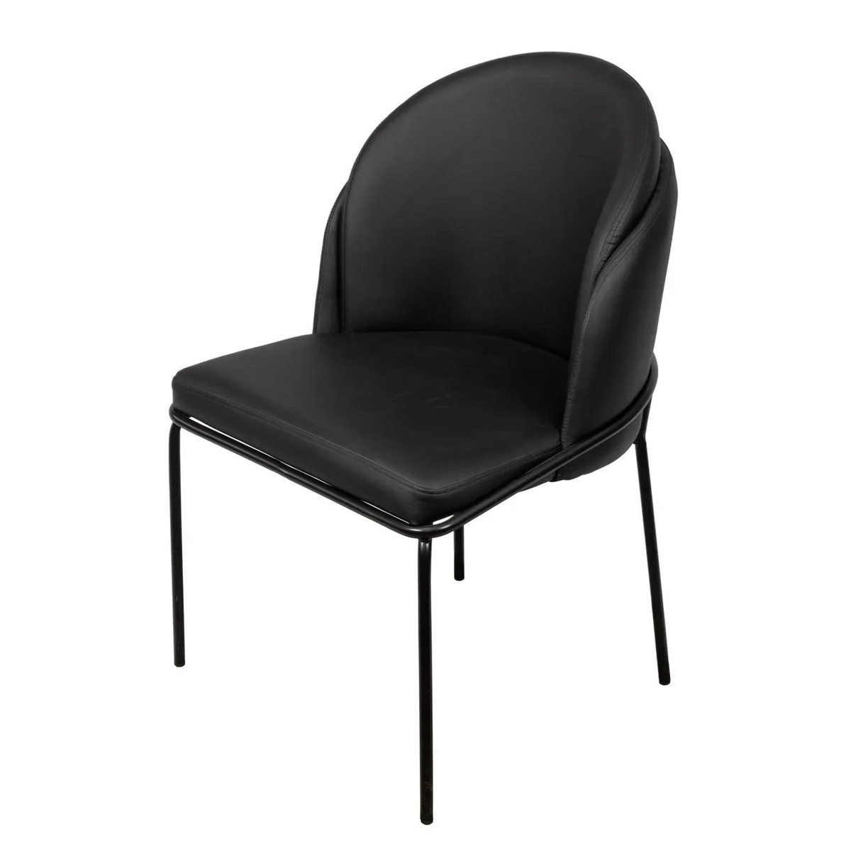 Cadeira Denali alcochoada revestida no corino base em aço reforçado – Cor Preto – 7205