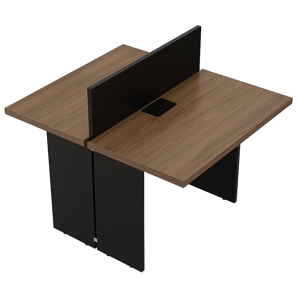 Mesa Plataforma dupla c/ Div. e cx de tomadas 1,20X1,31 Nogal/Preto – 1232