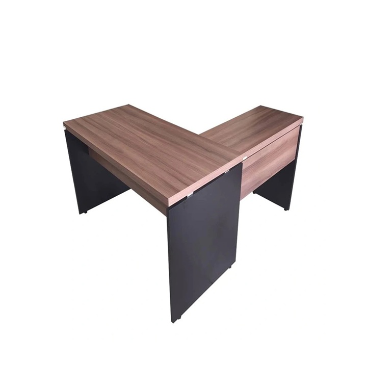 Mesa em L 1,70×0,70 s/gavetas – cor walnut/preto – 1363