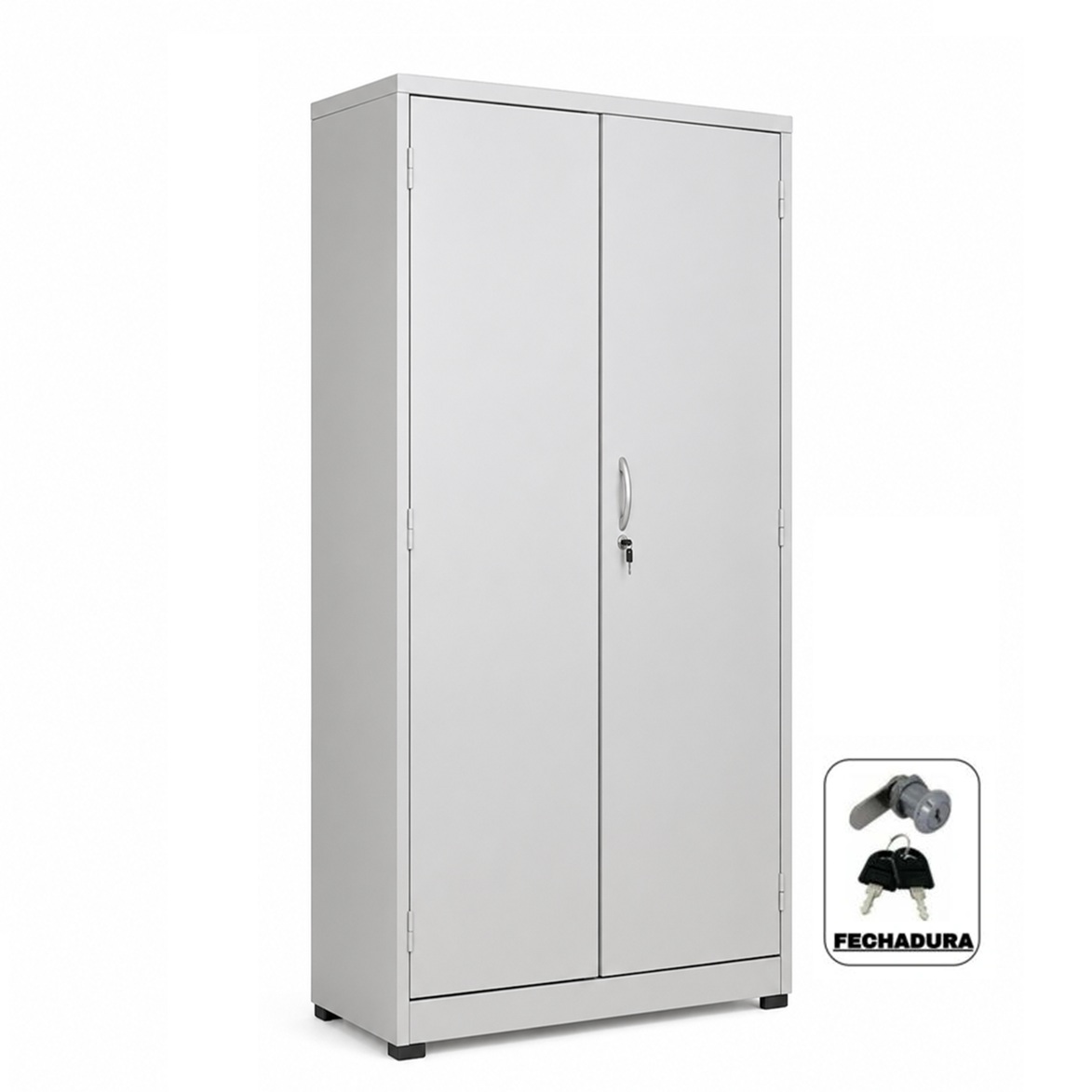 Armário de Aço Cinza com 02 portas – PA 90 – 1,98×0,90×0,40m – Chapa 26 – 3111